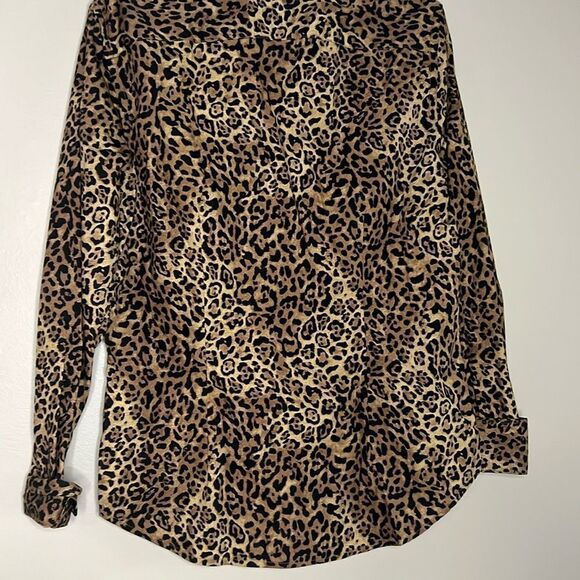 Chaps animal print blouse button up down shirt top - Picture 9 of 9